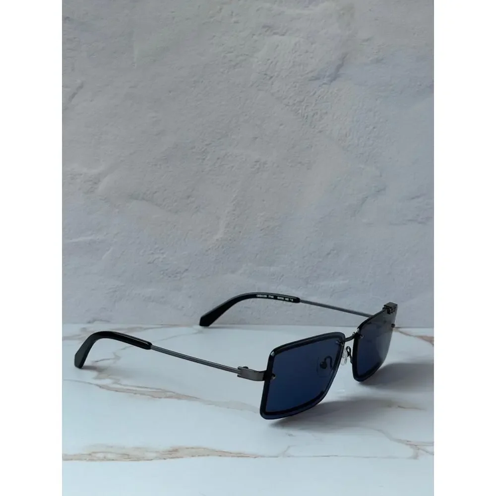 NEW Off White Tampa Gunmetal Blue Lens Unisex Sunglasses